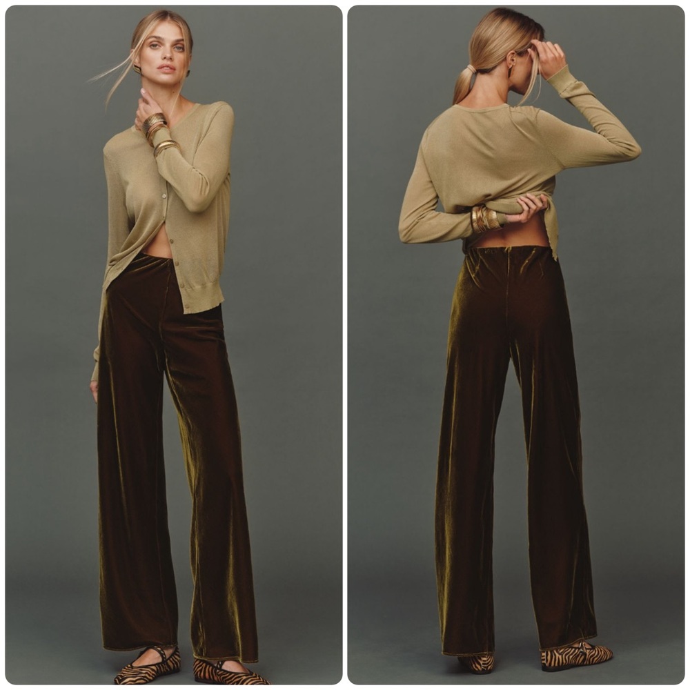 BY ANTHROPOLOGIE 🐍 Tilda Crushed Velvet Pants - Size S